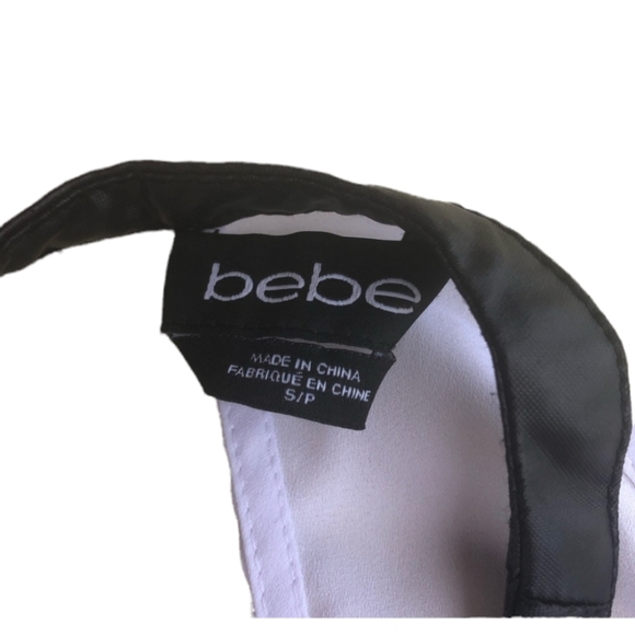 BEBE | Small Sleeveless Wrap Style Blouse with Keyhole Faux Leather Halter Neck - Picture 15 of 15